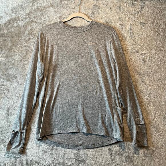 Nike Element Women's Medium Gray Long Sleeve Running Shirt Dri Fit Athletic Top - Picture 1 of 5